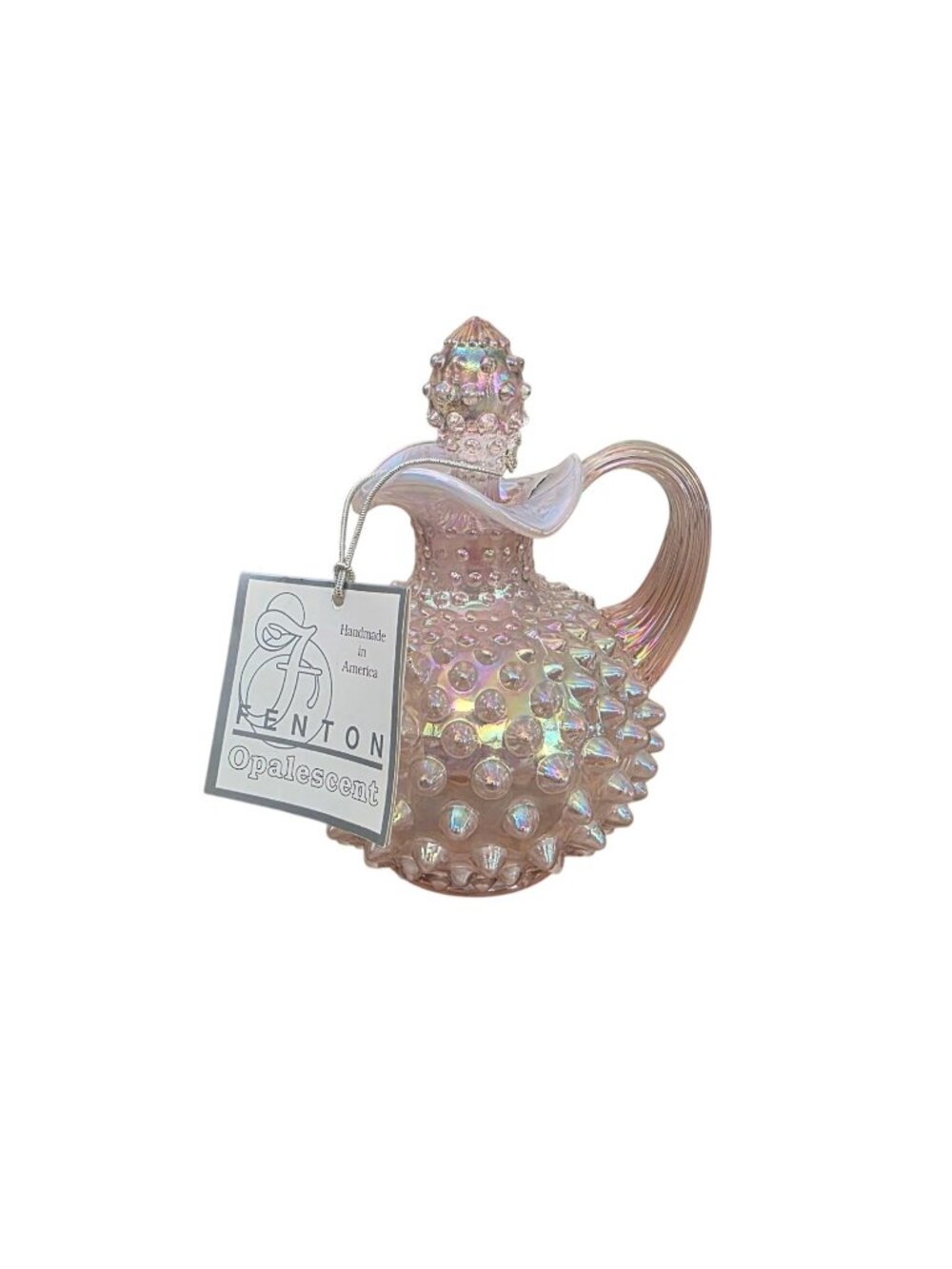 Fenton Pink Opalescent Hobnail Glass Cruet Bottle With Stopper NWT